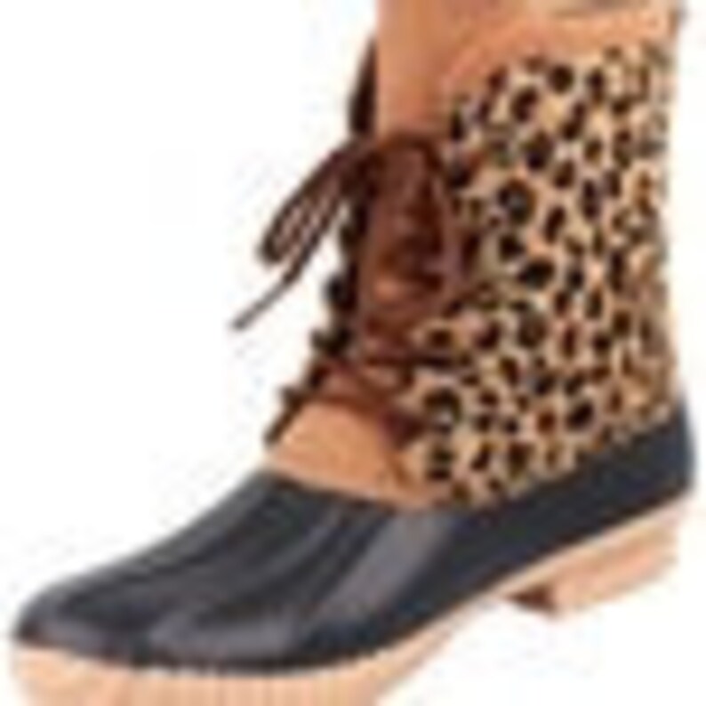 Duck Boots for Women Monogrammed Leopard Tan