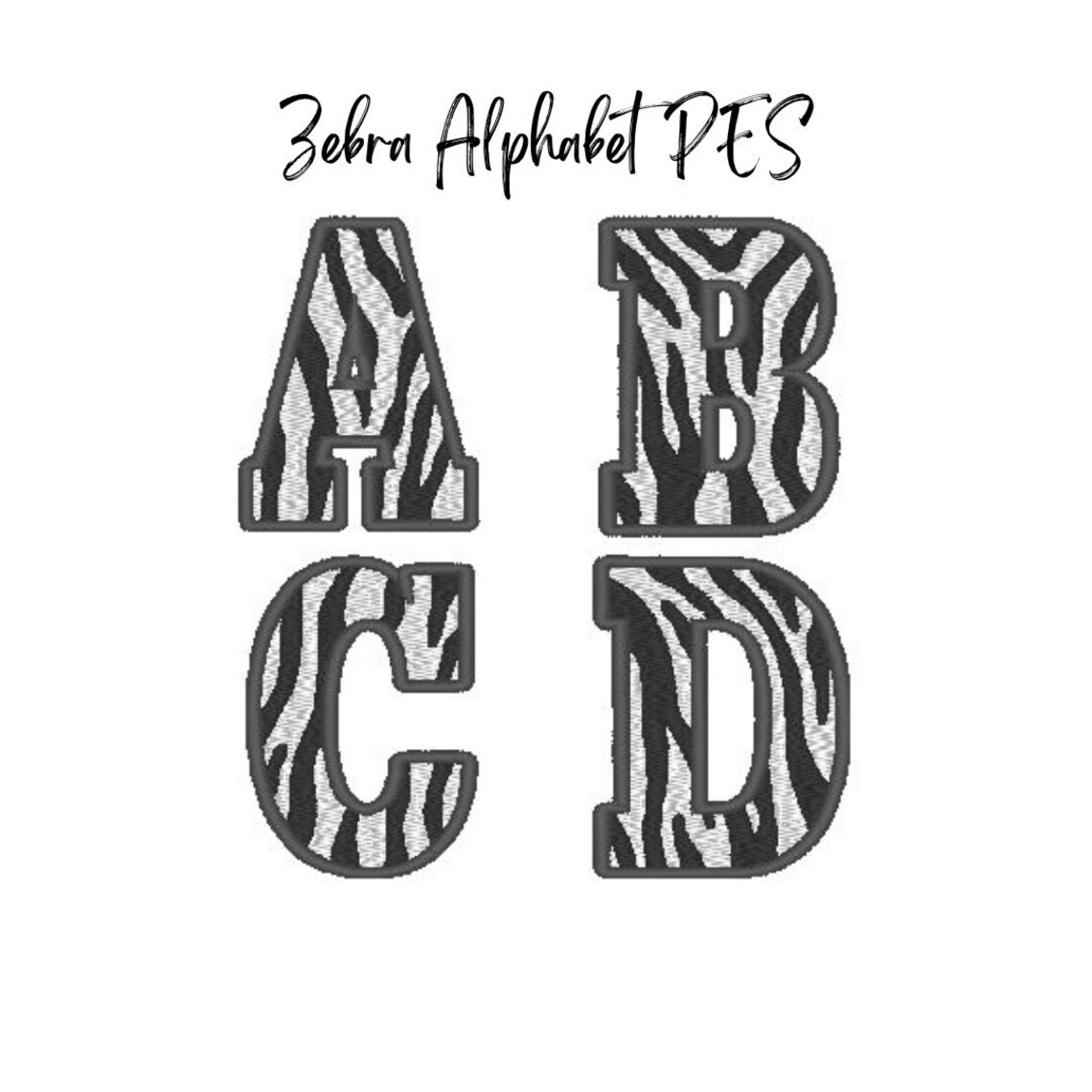 Zebra Alphabet PES Embroidery Files Includes Entire Alphabet A Etsy
