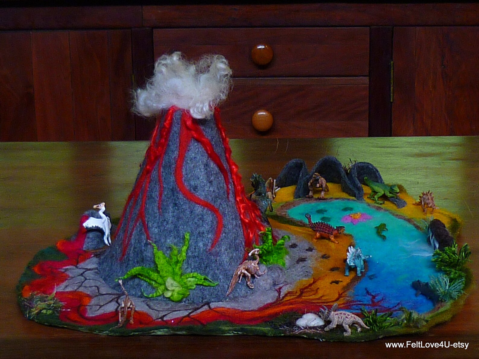 Dinosaur Volcanic Landscape size 60cmx40cm. Dinosaurs not Etsy