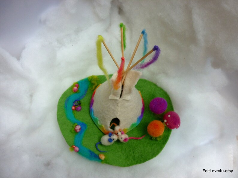 Gemstone Creek Fire inside. 3 Toadstools Toy and Soothing Night Light 3 Mice Rainbow Tipi\u00a9 Wool Felt 20cm Waldorf Playscape 20 x 25cm