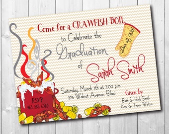 Crawfish Boil Graduation Party Invitation/printable/Digital File/class of 2022, seafood boil, senior party, girl, boy/Wording can be changed