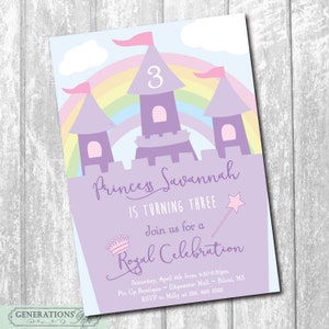 Princess Birthday Invitation printable/Digital File/Princess Castle, Girl Birthday Invitation, Royal, Rainbow,/Wording can be changed