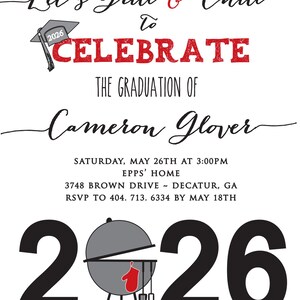 Graduation Cookout Invitation, Class of 2026 Party, Grill & Chill (Digital Download) image 2