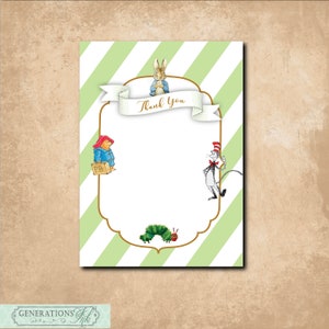 INSTANT DOWNLOAD, Storybook Book Thank you Note, Digital File, ready to print, 4x6, Storybook Baby Shower, Book Themed Baby Shower