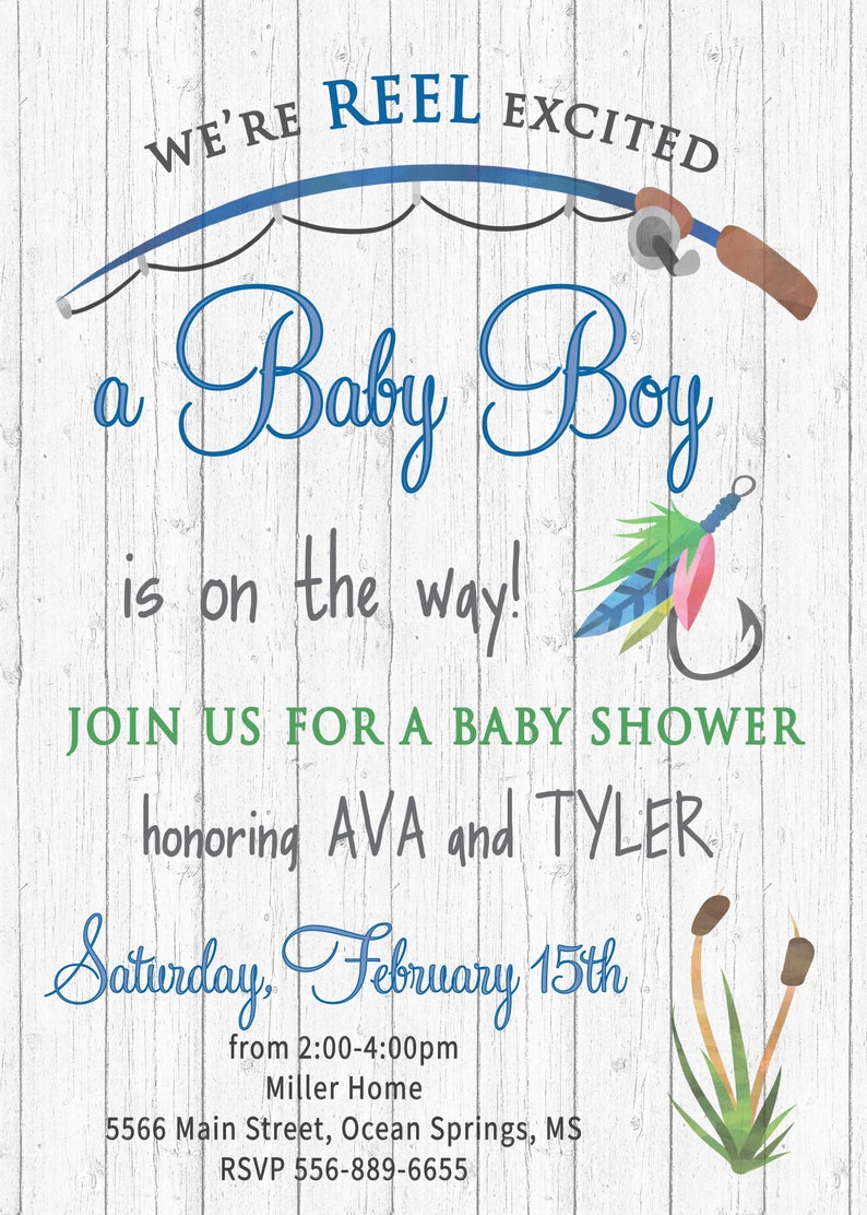 Fishing Baby Shower Invitation Fishing Themed Boy Baby | Etsy