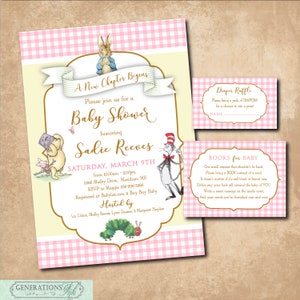 Storybook Baby Shower Invitation printable/Digital File/Book Themed Baby Shower, Classic Books, raffle, book request/Wording can be changed