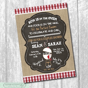 Couples Baby Shower Invitation printable/Bun In Oven, Baby Q Invitation, Digital Baby Q Shower /Digital File/wording can be changed