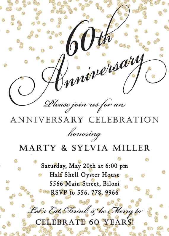 Invitation Du 60e Anniversaire De Mariage Imprimable Fichier Etsy France Invitation Du 60e Anniversaire De Mariage Imprimable Fichier Etsy France