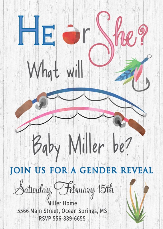 Paper Paper & Party Supplies Fishing Gender Reveal Invitation Bait or