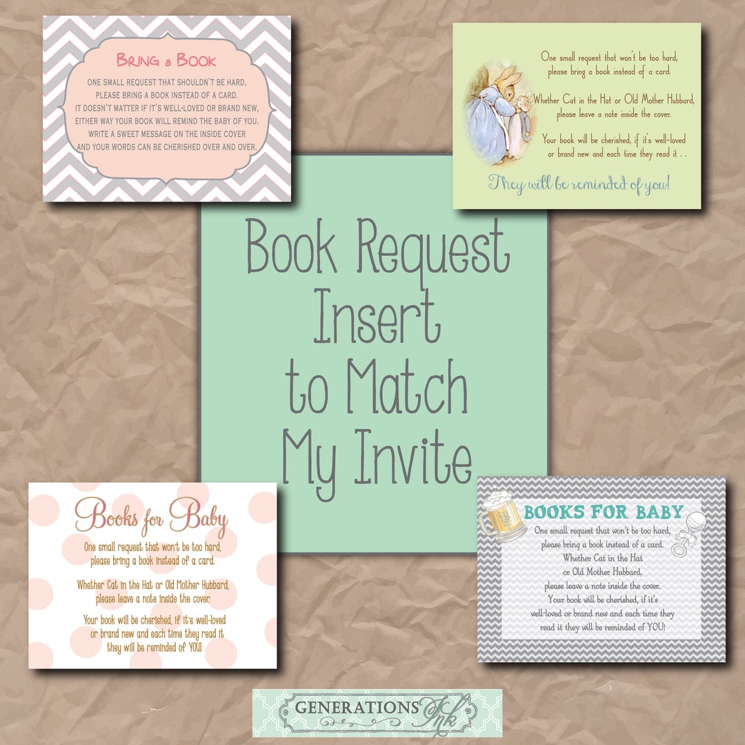 Book Request Insert Card to Match My Invite/digital File/printable/4x3 ...