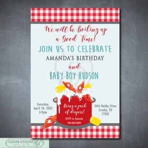Crawfish Boil Baby Shower Invitation, Crawfish Boil Birthday Invitation, Birthday and Baby Shower, Couples Crawfish Boil, Digital or Printed