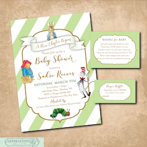 Libro di fiabe Baby Shower Invito stampabile/File digitale/Libro a tema Baby Shower, Libri classici, lotteria, richiesta di libro/Il testo può essere modificato