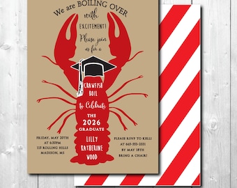 Graduation Party Invitation, Crawfish Boil Invitation, Graduation Crawfish Boil, Senior Party, Class of 2026, Digital or Printed