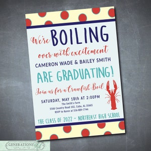 Graduation Party Invitation, Crawfish Boil Invitation, Senior Party, Class of 2024, Seafood Boil Invitation, High School Graduation