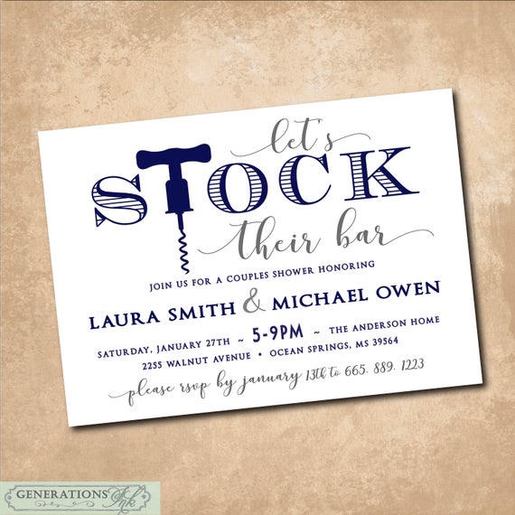 Stock The Bar Invitation Printable Stock The Bar Shower Etsy