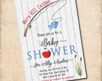 Fishing Baby Shower Invitation, REEL Excited (Digital File)