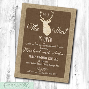 Hunt is Over Invitación imprimible/Fiesta de compromiso, ducha de parejas, invitación de astas, ducha rústica/Archivo digital/redacción se puede cambiar