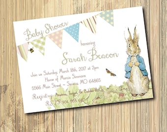 Vintage Peter Rabbit Baby Shower Invitation/Gender Neutral/DIGITAL FILE/printable/wording can be changed/Beatrix Potter, boy or girl