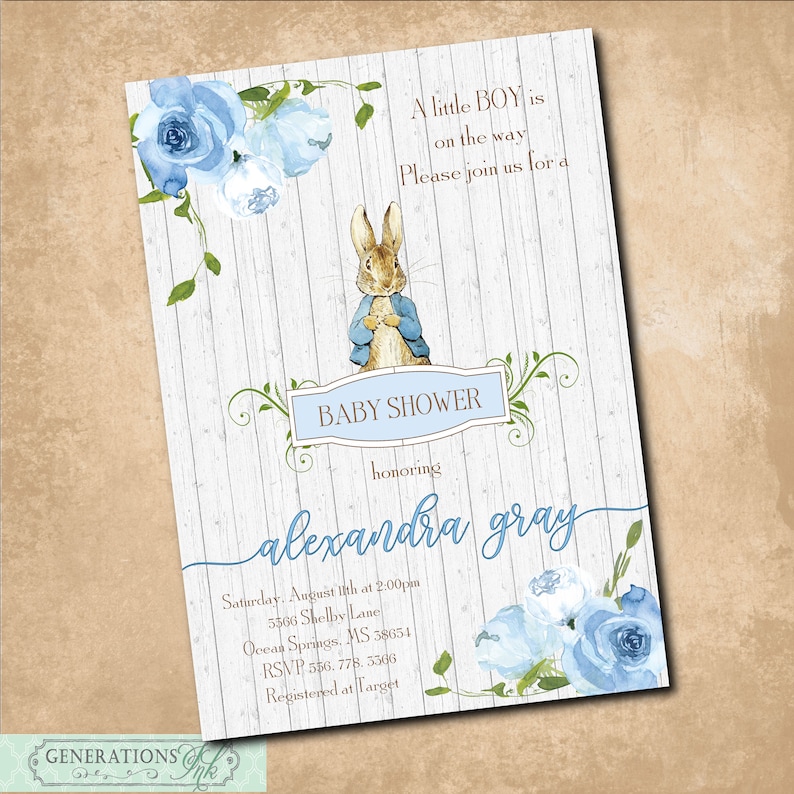Peter Rabbit Baby Shower Invitation Vintage Peter Rabbit Boy Etsy Israel