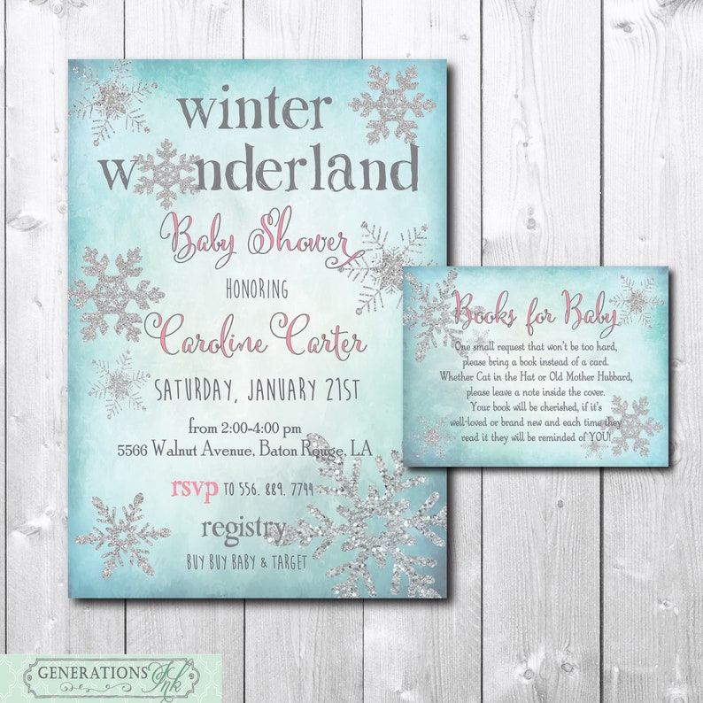 Winter Baby Shower Invitation Snowflake Baby Shower Printable Winter Wonderland Baby Shower Digital or Printed