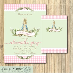 Vintage Peter Rabbit Baby Shower Invito stampabile / File digitale / baby shower ragazza, Beatrix Potter, coniglietto, compleanno / Dicitura può essere cambiato