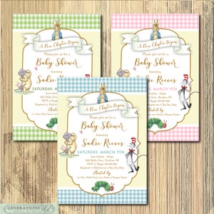 Storybook Baby Shower Invitation printable/Digital File/Book Themed Baby Shower, Classic Books, Storytime, girl,boy