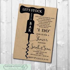 Stock the Bar Shower Invitation stampabile/File digitale/doccia di matrimonio, doccia di coppia, lui e lei, kraft/parola può essere modificata