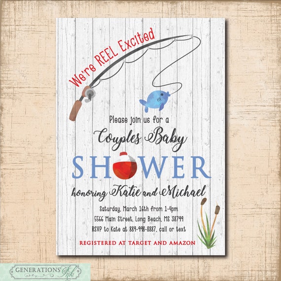 Fishing Baby Shower Invitation, Couples Baby Shower, Fishing Theme