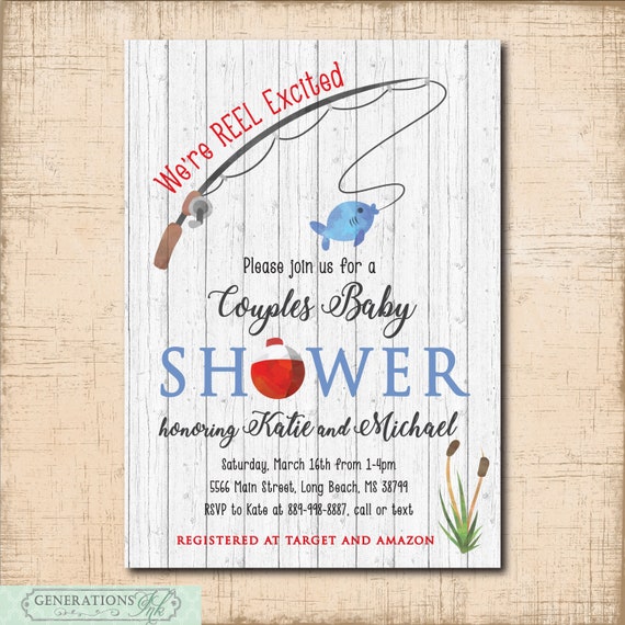 Fishing Baby Shower Invitation, Couples Baby Shower, Fishing Theme, Rustic,  Boy Baby Shower, DIGITAL OR PRINTED 