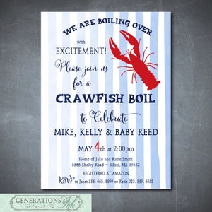 Crawfish Boil Baby Shower Invitation printable/Digital File/couples shower, crawfish baby shower, couples crawfish/Wording can be changed