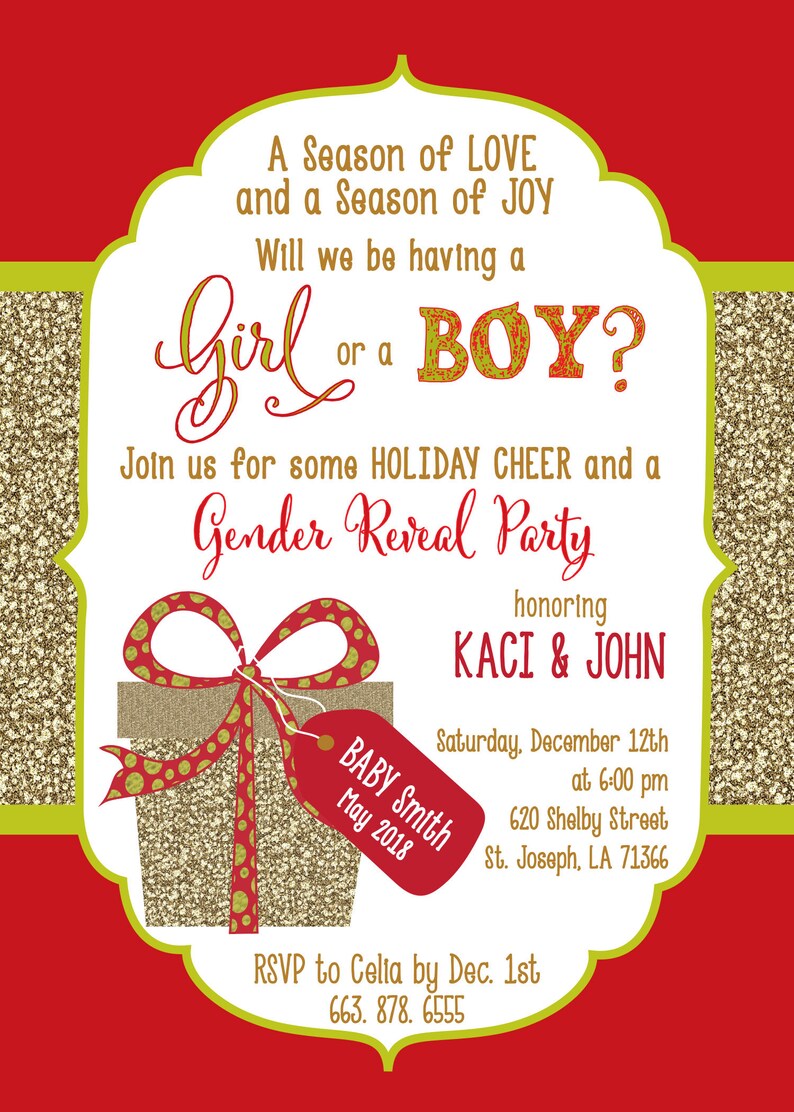 Christmas Gender Reveal Invitation/winter Gender Etsy