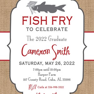 Fish Fry Invitation, Graduation Party Invitation, Fish Fry Graduation ...