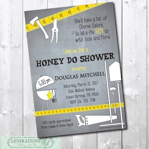 HONEY DO Shower Invitation printable/digital, tool shower invitation, tool and gadgets, handyman, tool and garden/Wording can be changed