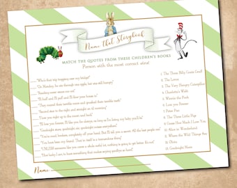 INSTANT DOWNLOAD/Name the Storybook Game, Storybook Baby Shower, Name That Storybook Printable Game, Storybook Match Game, Storybook Game