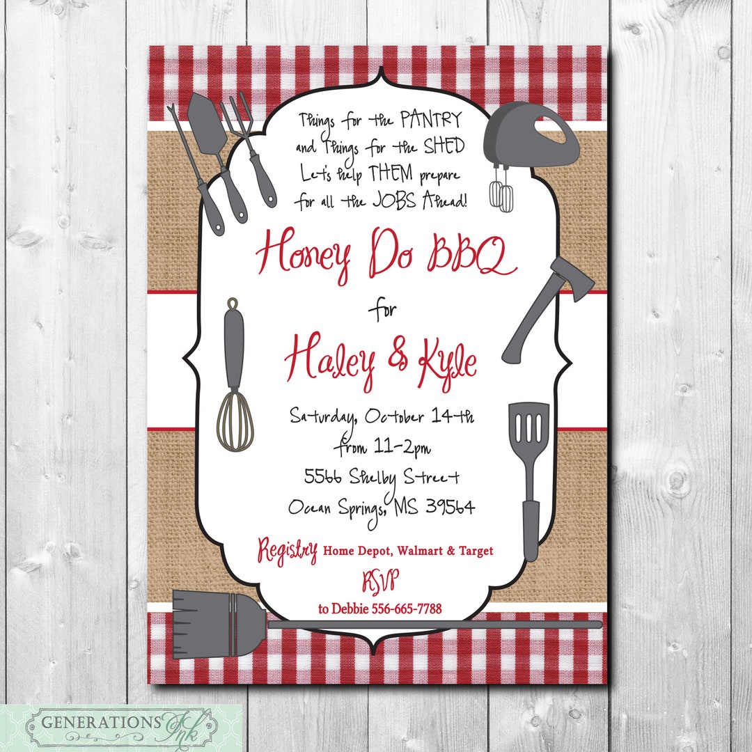 Honey Do BBQ Shower Invitation Pantry Shower Honey Do and Etsy
