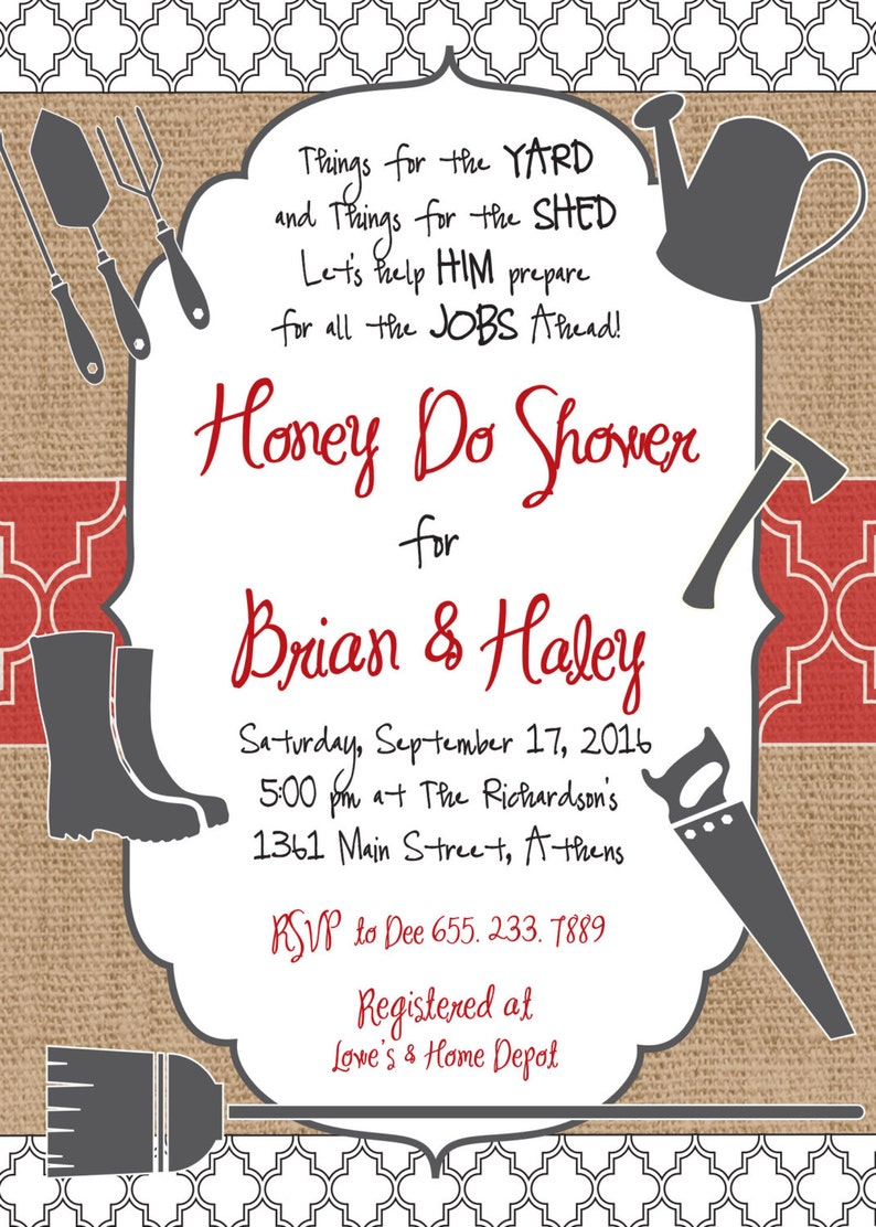 Honey Do Shower Invitation Printable/tool Shower Invitation Etsy