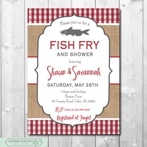 Fish Fry Invitation, Wedding Shower Invitation, Couples Shower, Wedding Shower Fish Fry, Fish Fry Shower Invitation, Digital or Printed