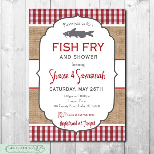 Fishing Wedding Shower Invitation Fish Fry Invitation Etsy