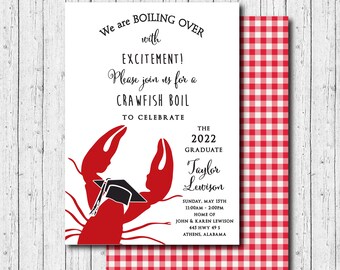 Graduation Party Invitation, Crawfish Boil Invitation, Graduation Crawfish Boil, Senior Party, Class of 2024, Digital or Printed