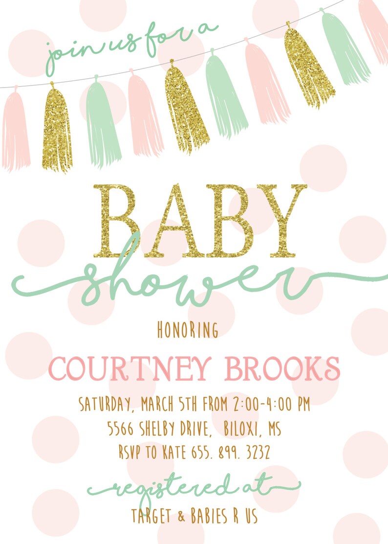 Baby Girl Shower Invitation Girl Baby Shower Invitation Pink Etsy