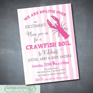 Invito per baby shower con bollitura di gamberi stampabile/File digitale/bollitura di frutti di mare, festa di coppia, baby shower per bambine/Il testo e i colori possono essere modificati