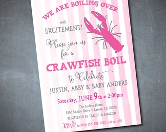 Crawfish Boil Baby Shower Invitation printable/Digital File/seafood boil, couples shower, girl baby shower/Wording & Colors can be changed
