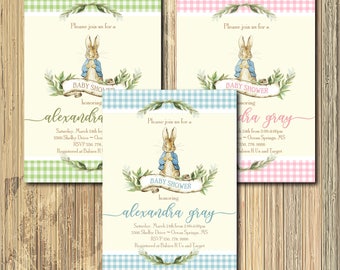 Vintage Peter Rabbit Baby Shower Invitation (Digital File)