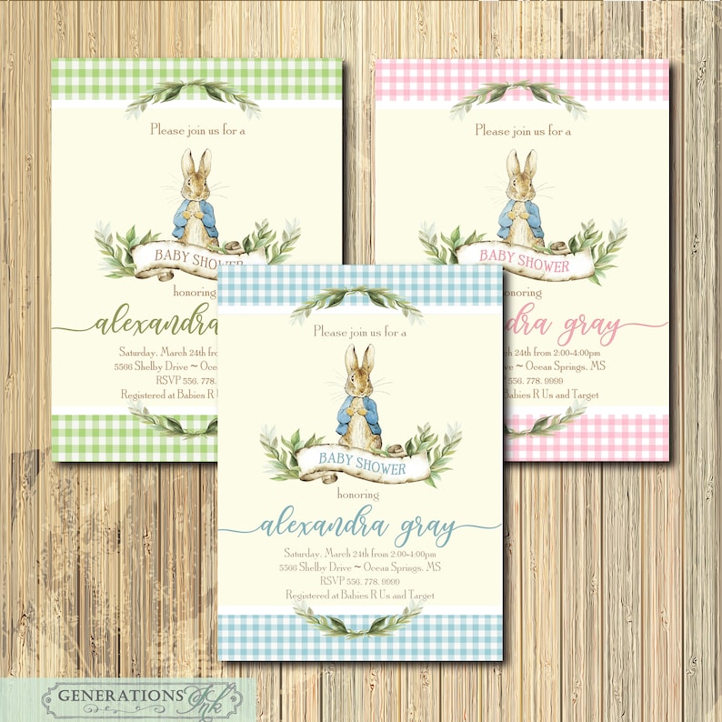 Vintage Peter Rabbit Baby Shower Invitation Digital Etsy
