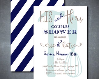 His and Hers Couples Shower Invitation, Printable Shower Invite (Digital File)