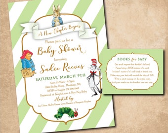 Book Themed Baby Shower Invitation, Storybook Baby Shower, Classic Book Shower, Boy Baby Shower, Girl Baby Shower, Digital or Printed