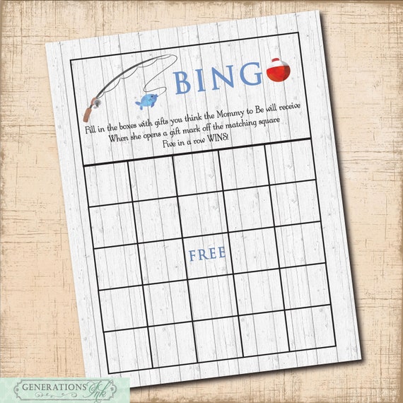 INSTANT DOWNLOAD, Fishing Baby Shower BINGO Game, Baby Shower Games ...