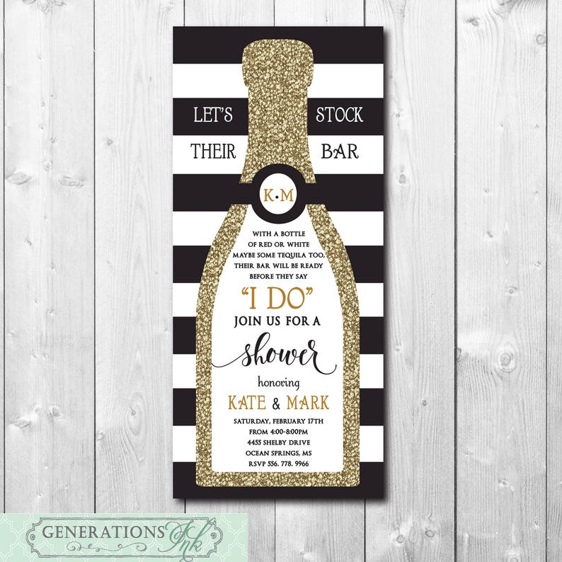 Stock The Bar Invitation Printable Digital File Couples Etsy