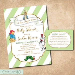 Storybook Baby Shower Uitnodiging afdrukbaar / Digitaal bestand / Boek Thema Baby Shower, Klassieke boeken, Verhaal tijd, meisje, jongen / Formulering kan worden gewijzigd
