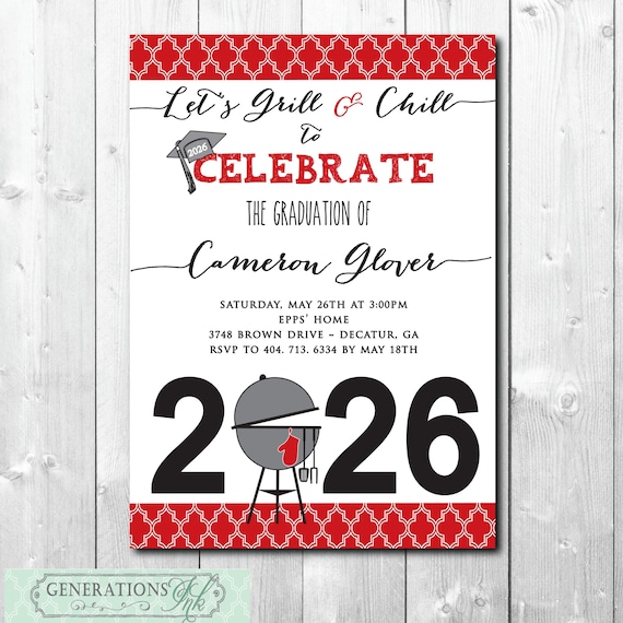 Graduation Party Invitation, Graduation Cookout, Class of 2026, Senior Party, Graduation Cookout Party, Boy or Girl, DIGITAL OR PRINTED